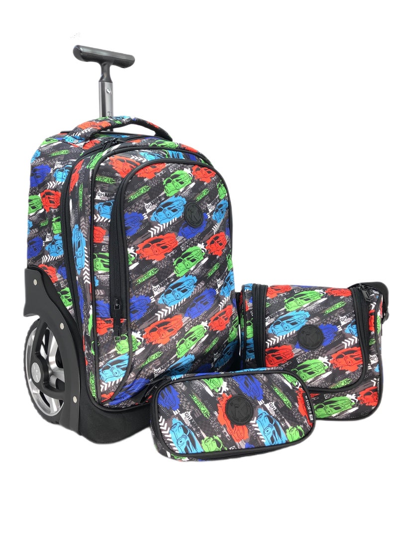 Big Wheel School Trolley For Kids Cars design 18 Inch Include Lunch Bag And Pencil Pouch