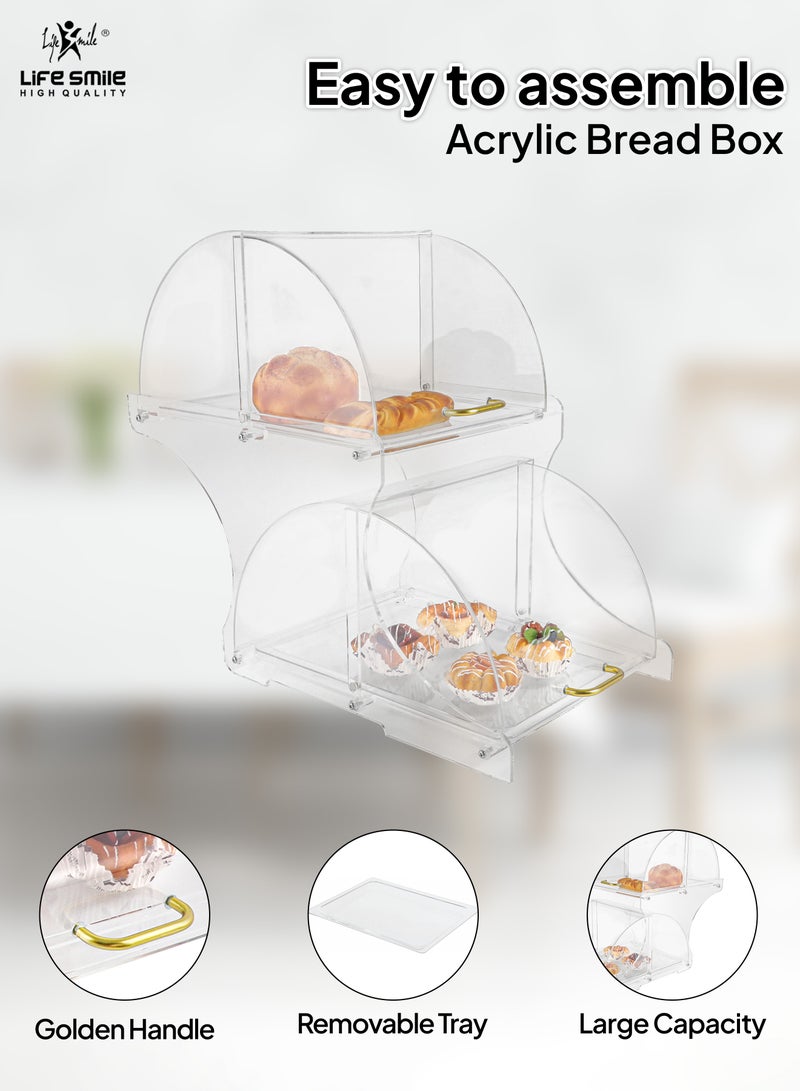 Pastry Display Case - Acrylic Countertop Bakery Display Case - Organizer Storage Holder Stand for Bagels, Bread and Cookies with Hinged Door for Cake Bakery Kitchen Stuff