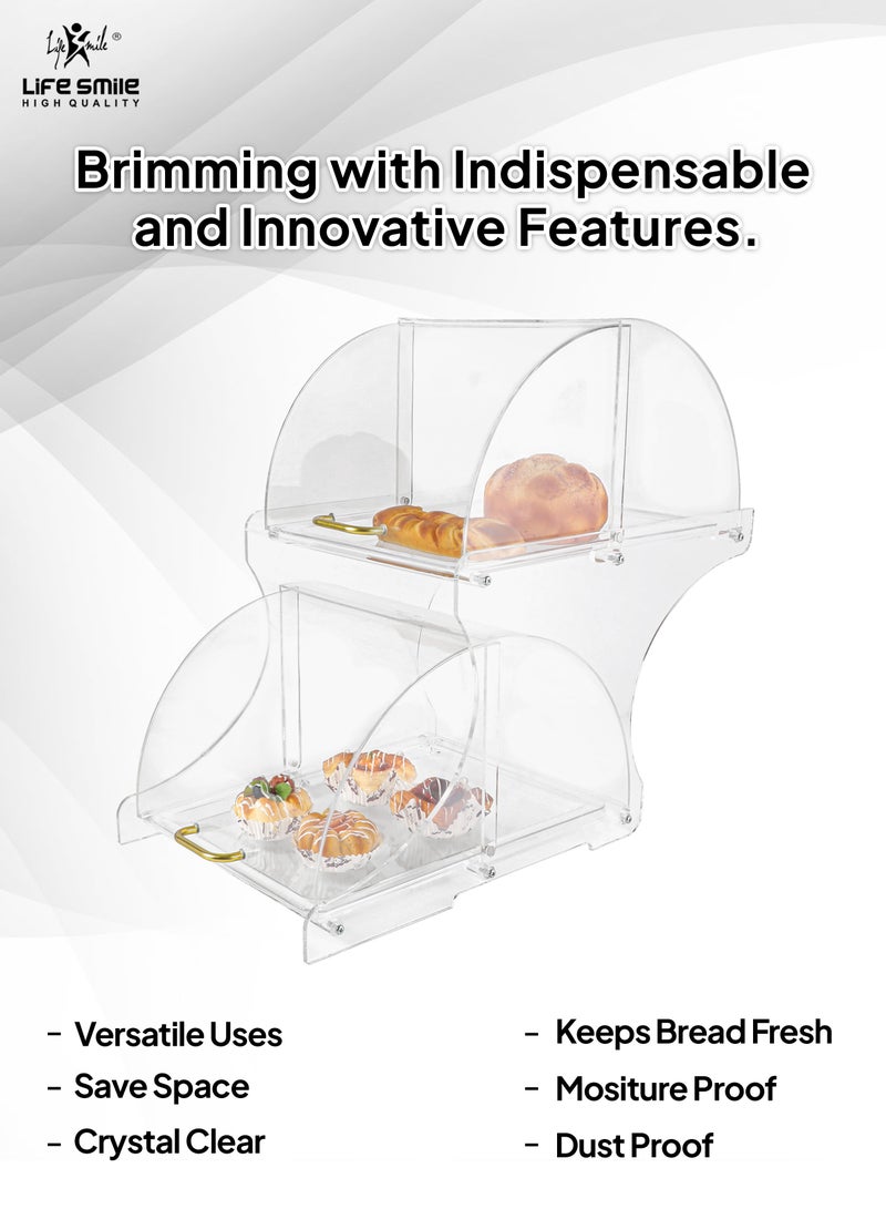 Pastry Display Case - Acrylic Countertop Bakery Display Case - Organizer Storage Holder Stand for Bagels, Bread and Cookies with Hinged Door for Cake Bakery Kitchen Stuff