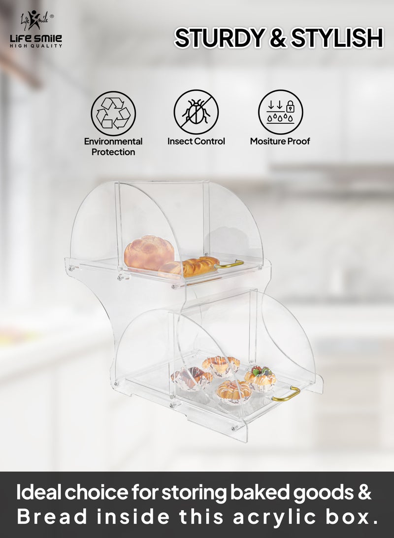 Pastry Display Case - Acrylic Countertop Bakery Display Case - Organizer Storage Holder Stand for Bagels, Bread and Cookies with Hinged Door for Cake Bakery Kitchen Stuff