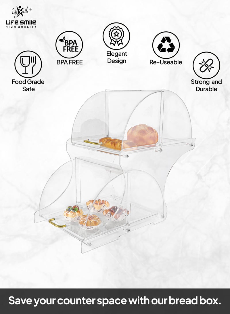 Pastry Display Case - Acrylic Countertop Bakery Display Case - Organizer Storage Holder Stand for Bagels, Bread and Cookies with Hinged Door for Cake Bakery Kitchen Stuff