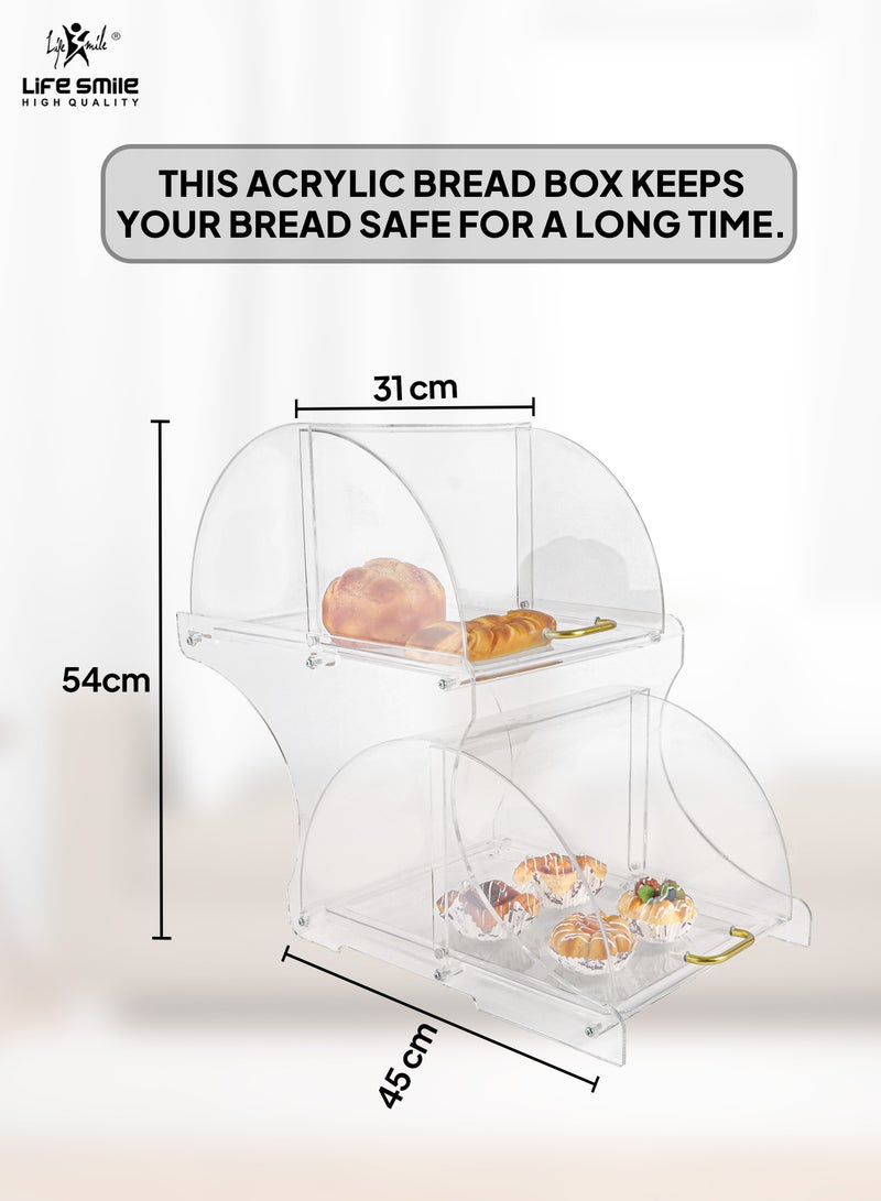 Pastry Display Case - Acrylic Countertop Bakery Display Case - Organizer Storage Holder Stand for Bagels, Bread and Cookies with Hinged Door for Cake Bakery Kitchen Stuff