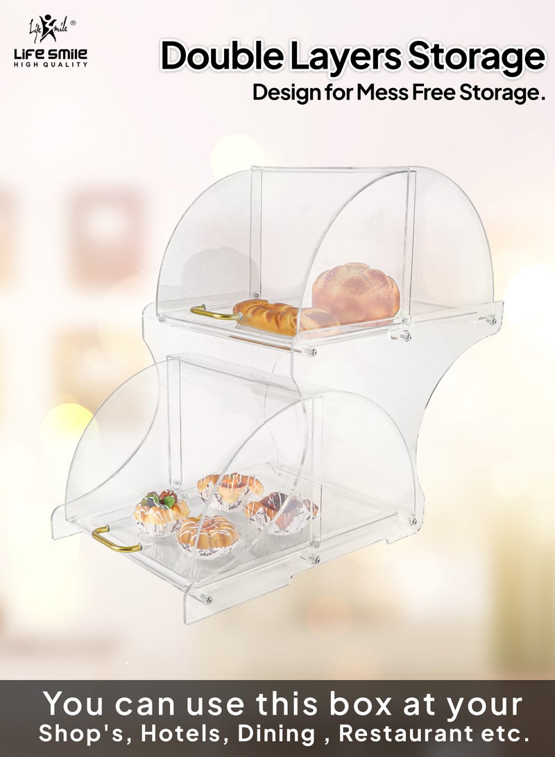 Pastry Display Case - Acrylic Countertop Bakery Display Case - Organizer Storage Holder Stand for Bagels, Bread and Cookies with Hinged Door for Cake Bakery Kitchen Stuff