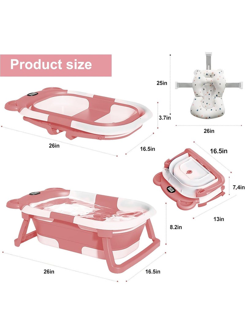 Baby Bathtub with Bath Mat Thermometer and Drain Hole for Newborn to Toddler up to 36 months