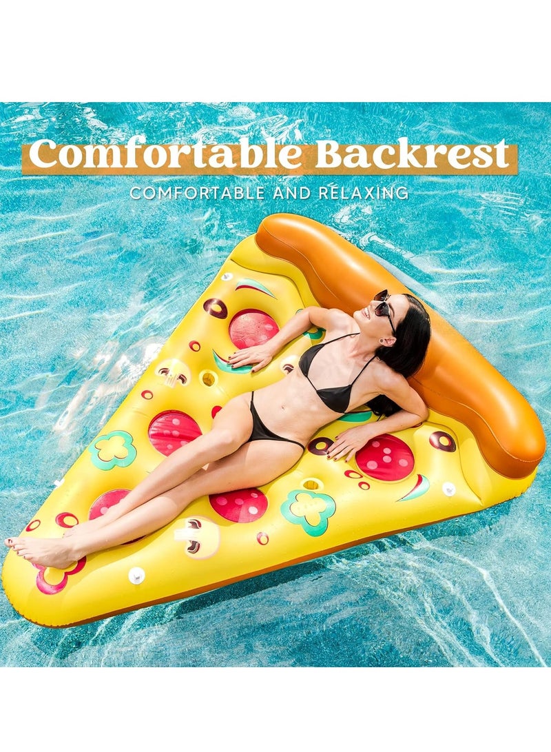 1 Pack Giant Inflatable Pizza Slice Pool Float - Extra Large Swim Party Toy with Cup Holders | Fun Summer Pool Raft