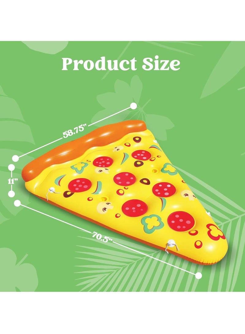 1 Pack Giant Inflatable Pizza Slice Pool Float - Extra Large Swim Party Toy with Cup Holders | Fun Summer Pool Raft