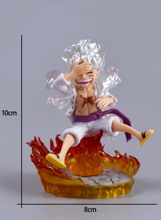 Anime One Piece Luffy Action Figure, Fifth Gear Nika Luffy Figure Toy with Base, One Piece Luffy Car Decoration, Super Collectible Anime Action Figure Toy 10*8 CM