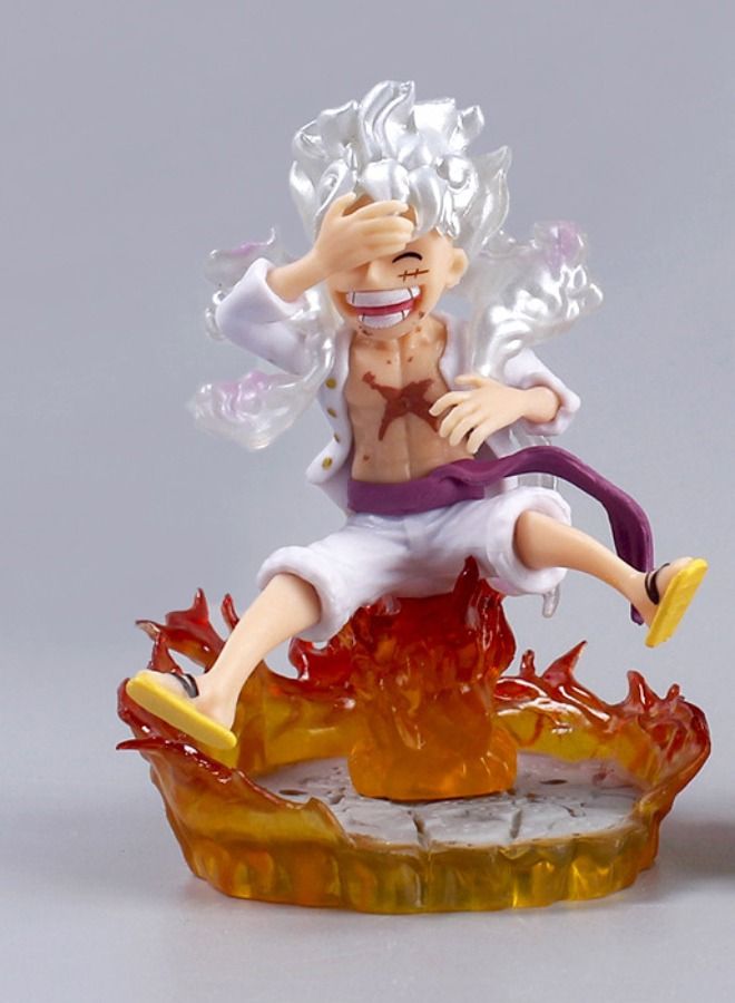 Anime One Piece Luffy Action Figure, Fifth Gear Nika Luffy Figure Toy with Base, One Piece Luffy Car Decoration, Super Collectible Anime Action Figure Toy 10*8 CM