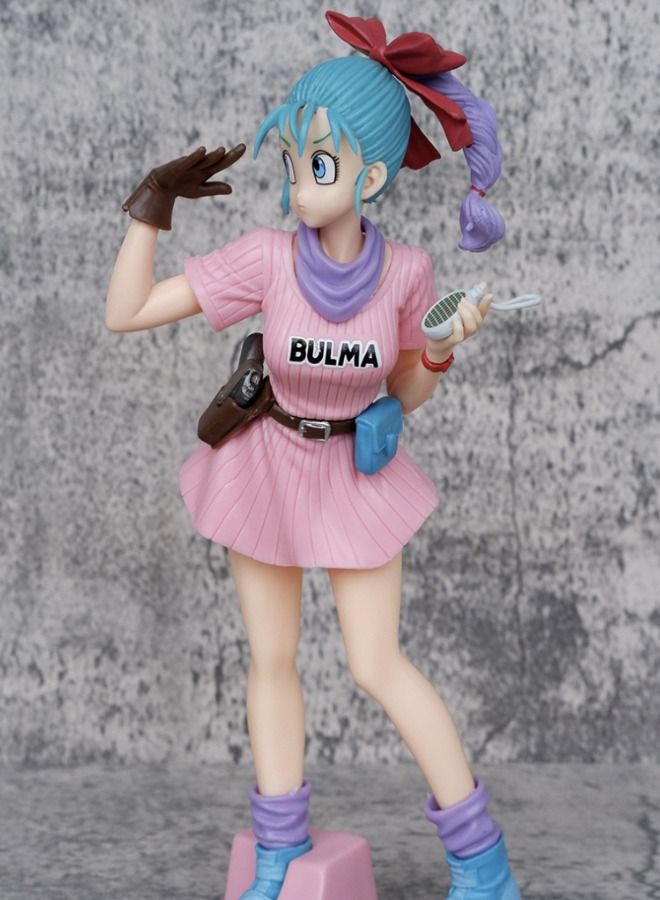 Dragon Ball Bulma Action Figure, Anime Dragon Ball Figure Model Toy, Anime Realistic Model Ornament, Super Collectible Model Statue Anime Figure Toy 25.5CM