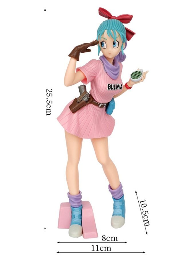 Dragon Ball Bulma Action Figure, Anime Dragon Ball Figure Model Toy, Anime Realistic Model Ornament, Super Collectible Model Statue Anime Figure Toy 25.5CM