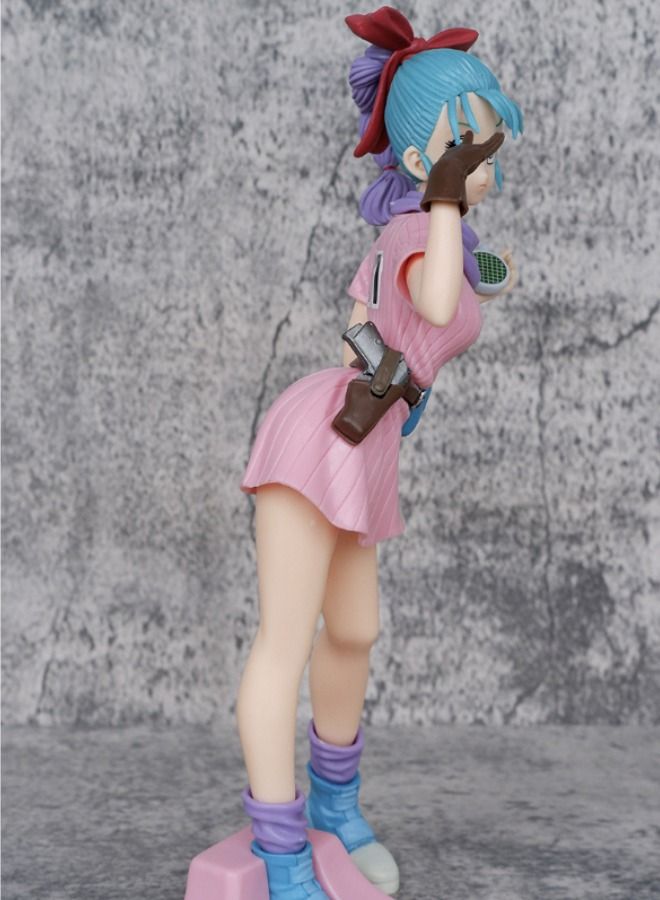 Dragon Ball Bulma Action Figure, Anime Dragon Ball Figure Model Toy, Anime Realistic Model Ornament, Super Collectible Model Statue Anime Figure Toy 25.5CM