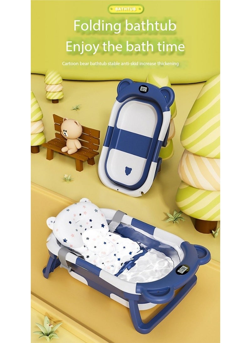 Baby Bathtub with Bath Mat Thermometer and Drain Hole for Newborn to Toddler up to 36 months