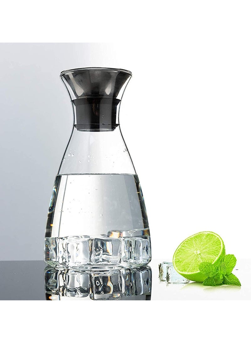 37/54 Oz Glass Drip-free Carafe with Stainless Steel Flip-top Lid, Hot and Cold Glass Water Pitcher, Tea/Coffee Maker, Iced Tea, Beverage Pitcher As Well As for Decanting,Serving Wine (1100ml/37oz)