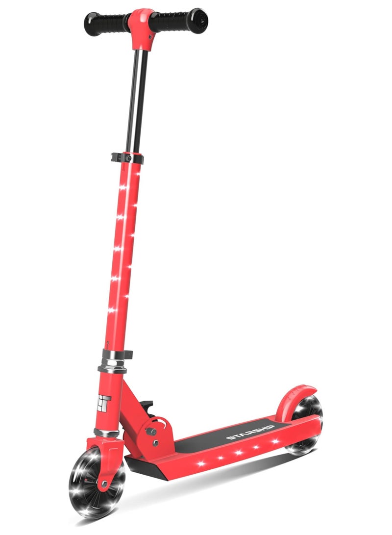 LIT Starship 120mm fun LED Light Up Kick Scooter for Kids | Featuring LED Stem Deck and Wheels, Foldable Scooter with Adjustable Handlebar Height Red Color