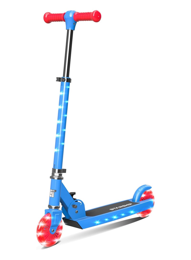 LIT Starship 120mm fun LED Light-Up Kick Scooter for Kids | Featuring LED Stem Deck and Wheels, Foldable Scooter with Adjustable Handlebar Height Blue Color