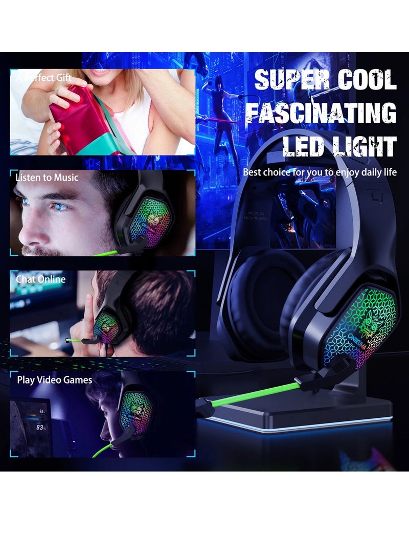 ONIKUMA X3 Wired Headphones With Microphone Gaming Headsets RGB Lights Noise Cancelling Earphones for Computer PC Gamer