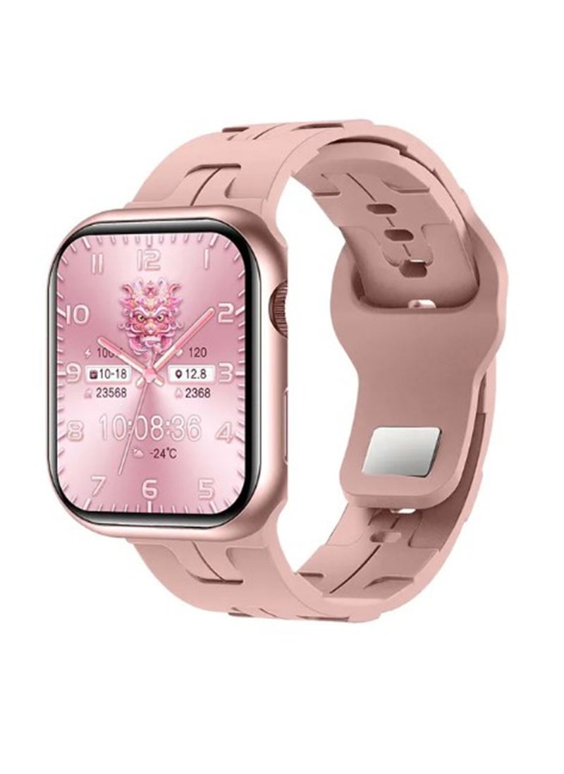 BSNL WISME 3+1 Unisex ChatGPT Mini Smart Watch AMOLED Display With 3 Straps 41mm 1.75 inch Compass NFC Music Bluetooth Call Wireless Charging - Pink