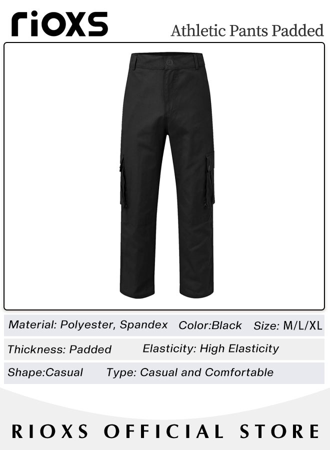 Men's Cargo Pants with Pockets Cotton Hiking Sweatpants Casual Athletic Jogger Sports Outdoor Trousers Relaxed Fit