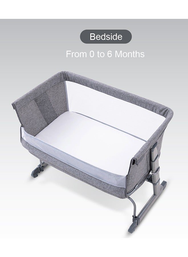 All In One, 0-4 Years Bedside Crib Cot And Sofa Expansion Pack - Grey