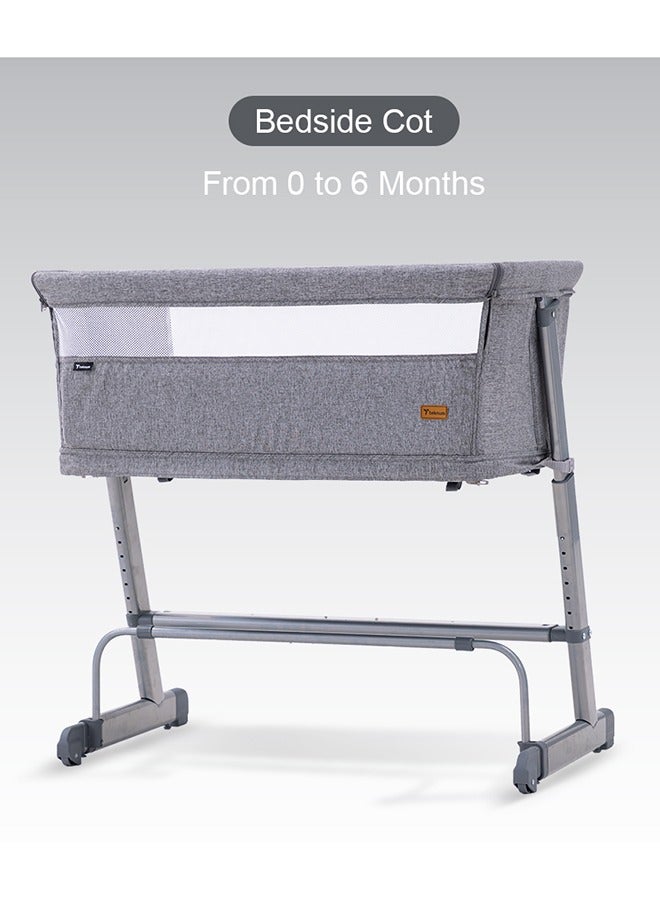 All In One, 0-4 Years Bedside Crib Cot And Sofa Expansion Pack - Grey