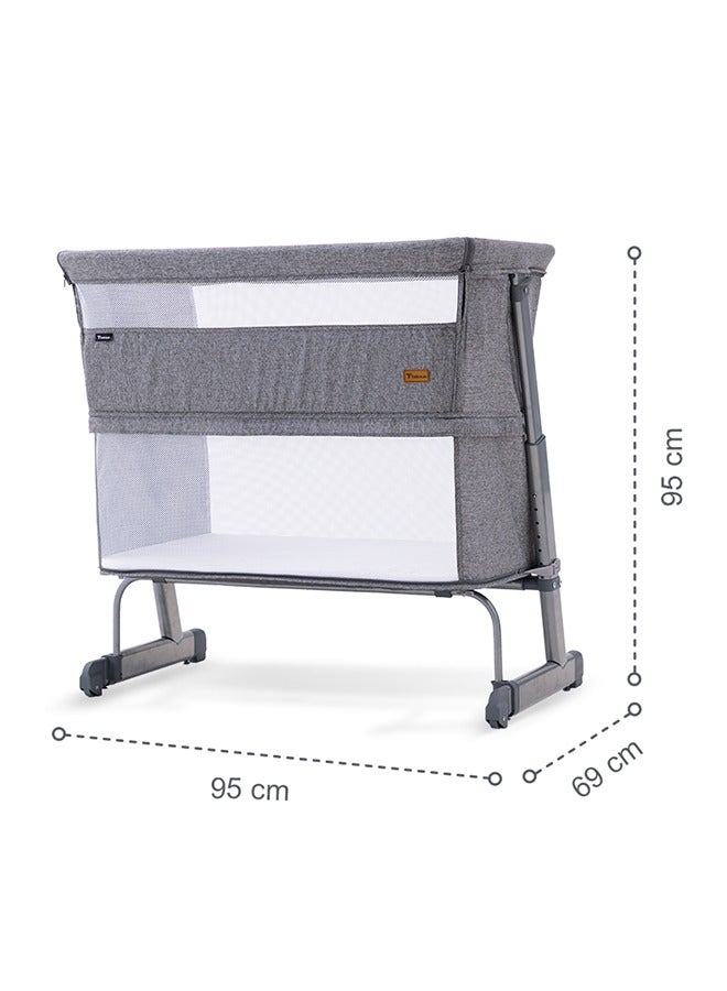 All In One, 0-4 Years Bedside Crib Cot And Sofa Expansion Pack - Grey