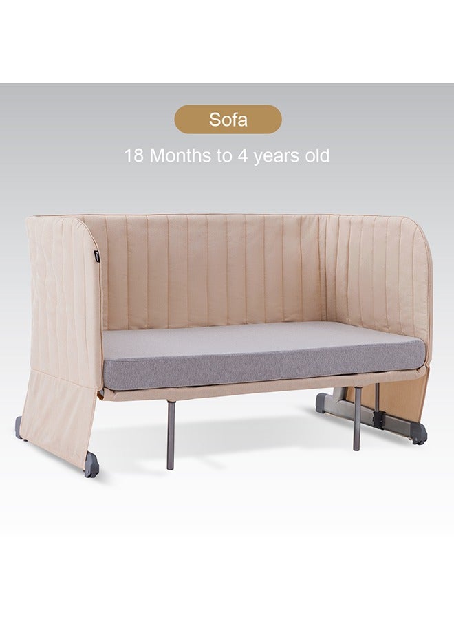 All In One, 0-4 Years Bedside Crib Cot And Sofa Expansion Pack - Ivory