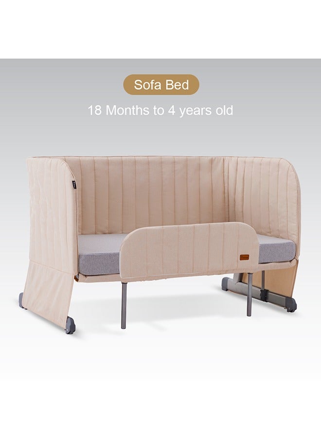 All In One, 0-4 Years Bedside Crib Cot And Sofa Expansion Pack - Ivory