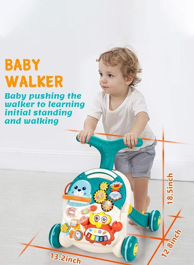 3 in 1 Musical Push Along Baby Walker Sit to Stand Toys - Kids Activity Center - Toddlers Musical Fun Table - Lights and Sounds - Learning - for 6 Months and Up