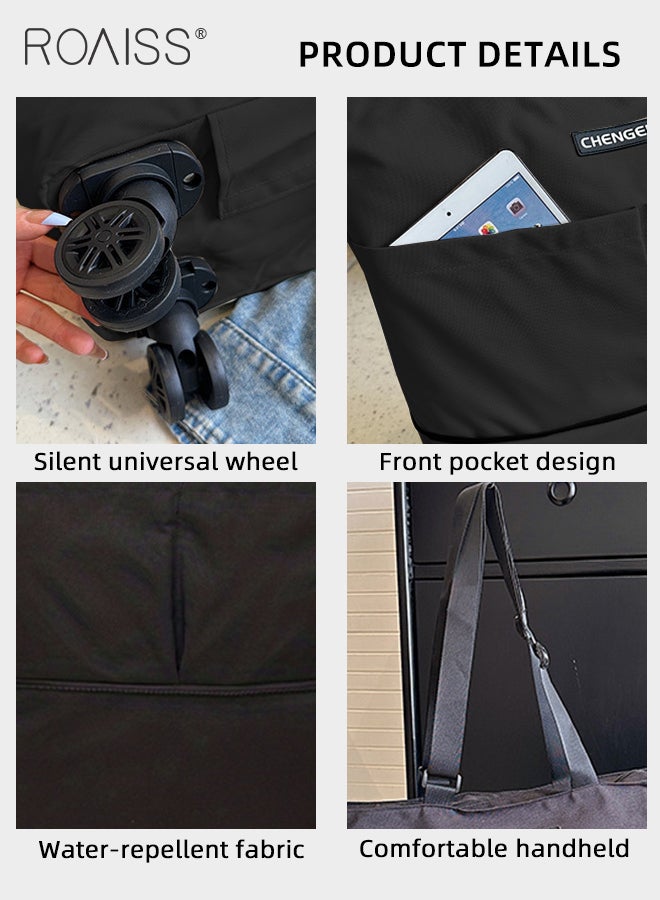 Multifunctional Supermarket Shopping Bag for Unisex Premium Oxford Fabric Large Capacity Portable Foldable Travel Bag Waterproof Wear Resistant Luggage Bag with Detachable Caster Wheels