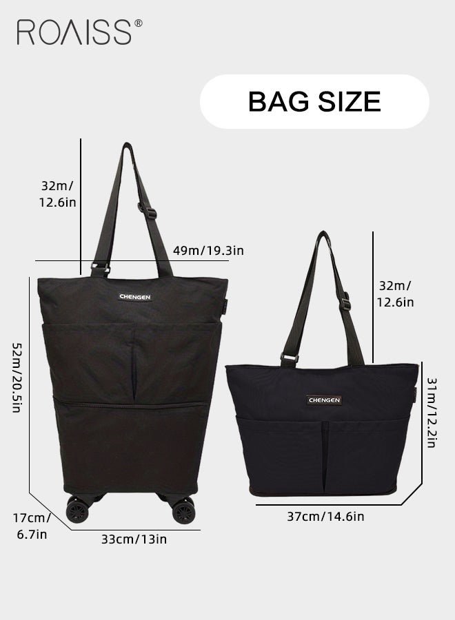 Multifunctional Supermarket Shopping Bag for Unisex Premium Oxford Fabric Large Capacity Portable Foldable Travel Bag Waterproof Wear Resistant Luggage Bag with Detachable Caster Wheels