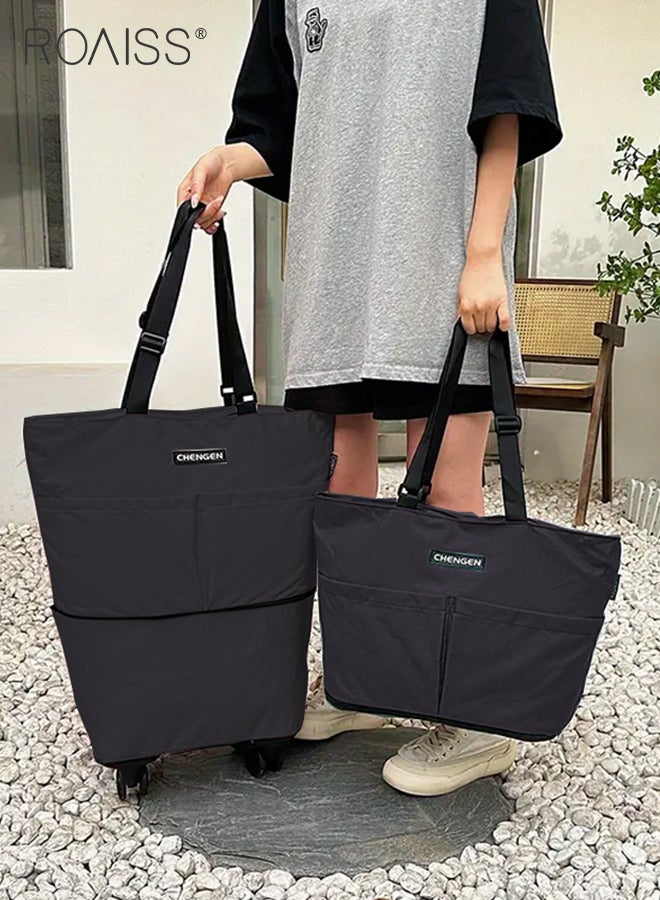 Multifunctional Supermarket Shopping Bag for Unisex Premium Oxford Fabric Large Capacity Portable Foldable Travel Bag Waterproof Wear Resistant Luggage Bag with Detachable Caster Wheels