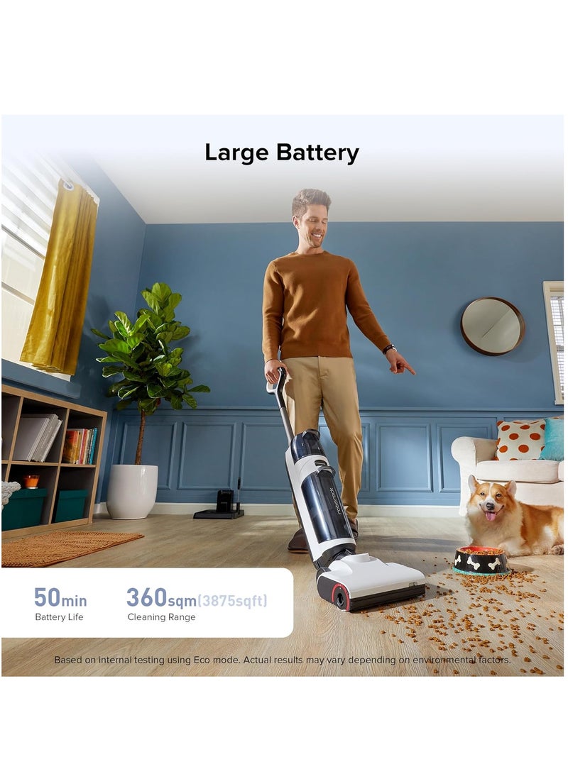 Wet and Dry Vacuum Cleaner Dyad Air,17000Pa Power Suction,Edge Cleaning,Vanquish Wet and Dry Messes, Self-Cleaning & Drying System for Hardwood Floor-White 900 ml 260 W WD2H2A White/Black