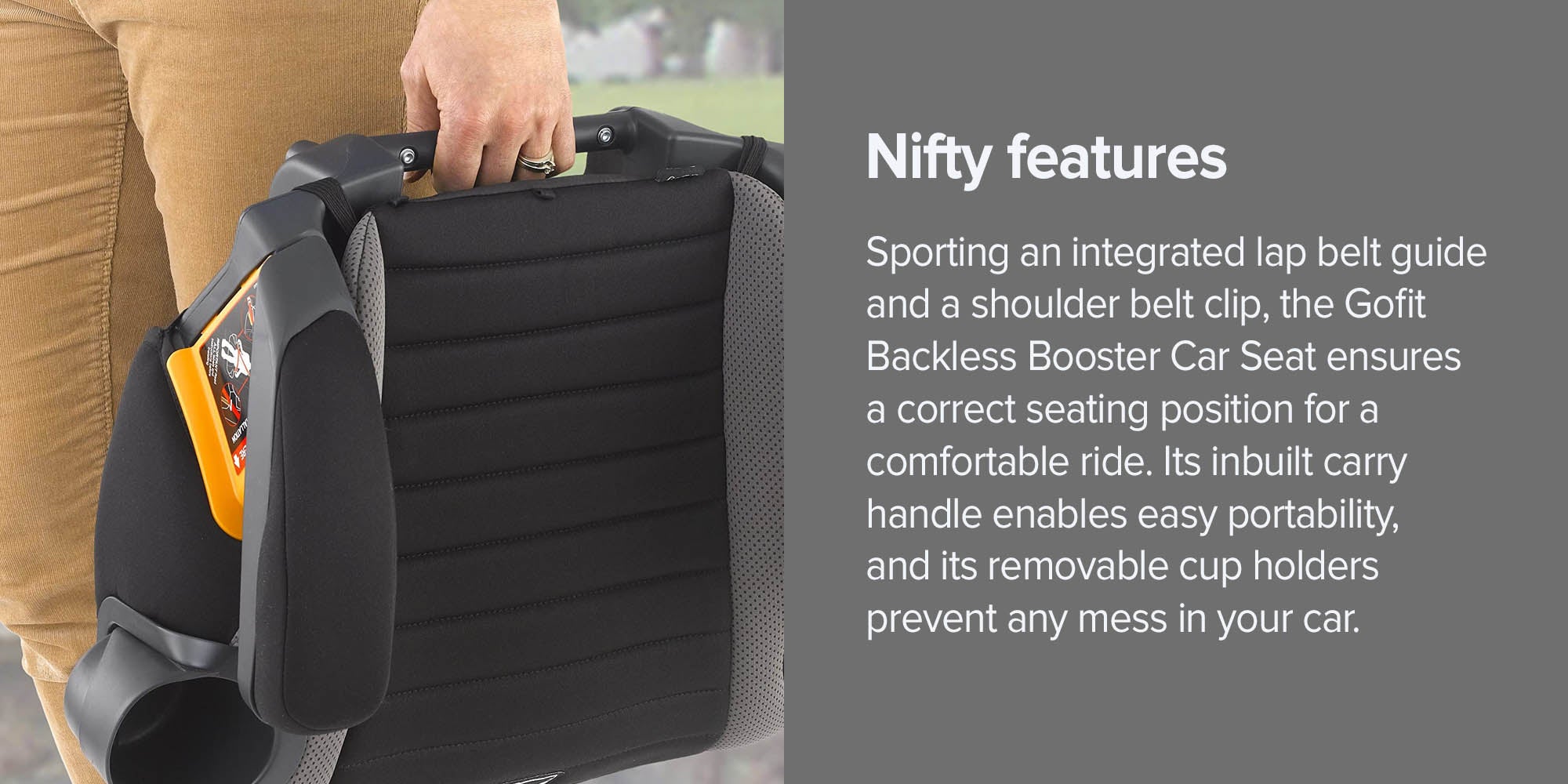 Gofit Backless Booster Car Seat 40-110Lbs, Raindrop