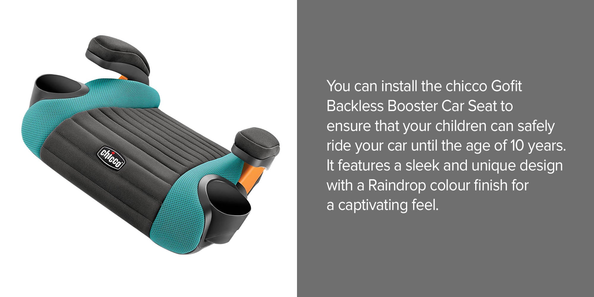 Gofit Backless Booster Car Seat 40-110Lbs, Raindrop