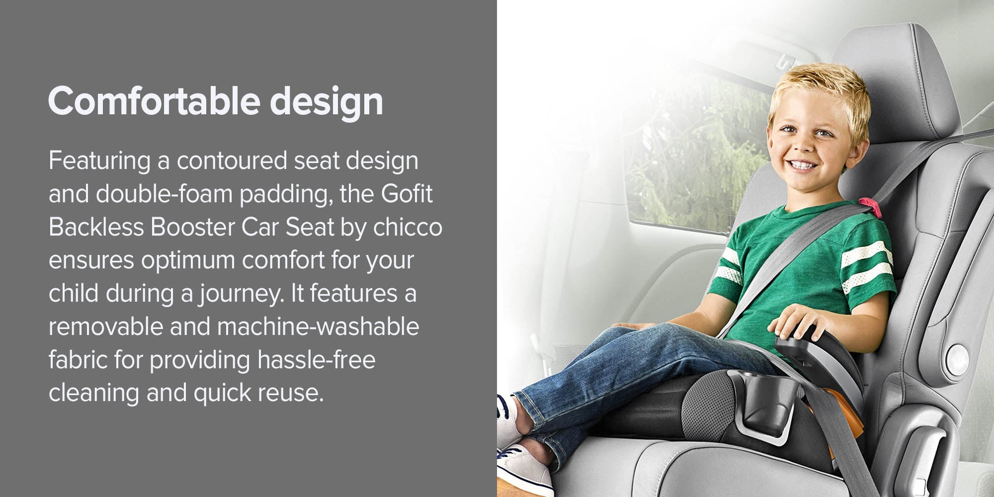 Gofit Backless Booster Car Seat 40-110Lbs, Raindrop