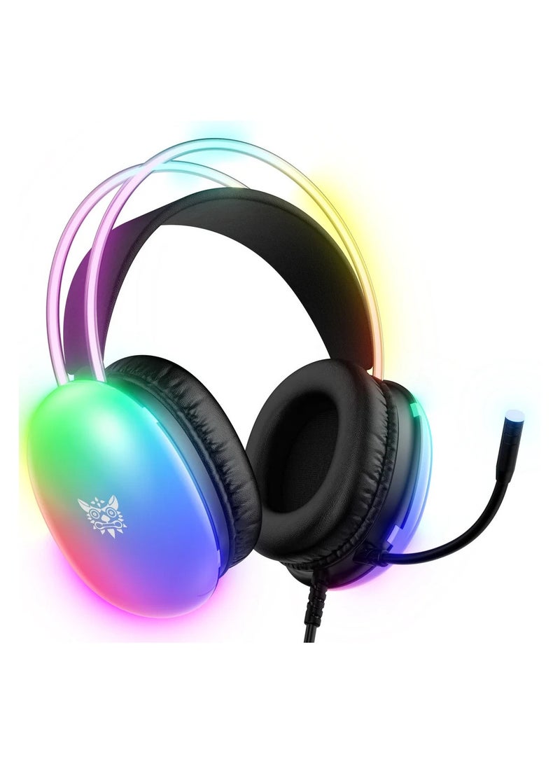 X25 Professional Gaming Headset USB 3.5 RGB Light 3D Stereo Noise Cancellation Multi Platform Compatibility With Microphone