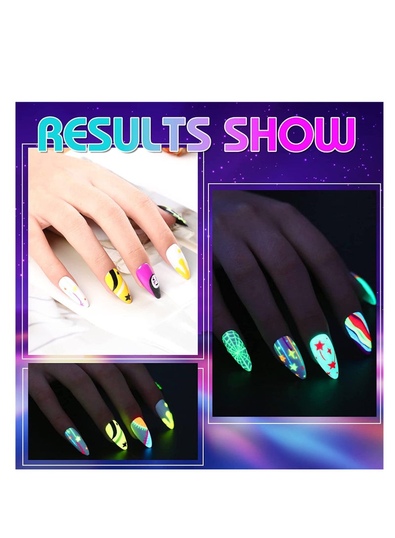 Luminous Painted Nail Gel Polish Set, Glow In Dark Gel 12 Colors, Neon Drawing Liner Nail Gel For Nail Art, UV LED Gel Liner Nail Art Polish, Nail Polish Set for Party