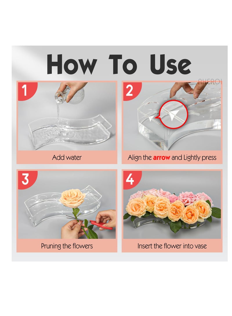 S Shape Acrylic Vase, S Shape Clear Acrylic Flower Bud Vase, Long Floral Vase for Centerpieces, Unique Modern Flower vase for Home, Weddings, Office Décor, Dining Table Décor