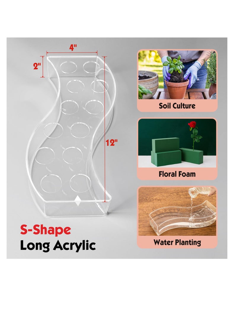 S Shape Acrylic Vase, S Shape Clear Acrylic Flower Bud Vase, Long Floral Vase for Centerpieces, Unique Modern Flower vase for Home, Weddings, Office Décor, Dining Table Décor