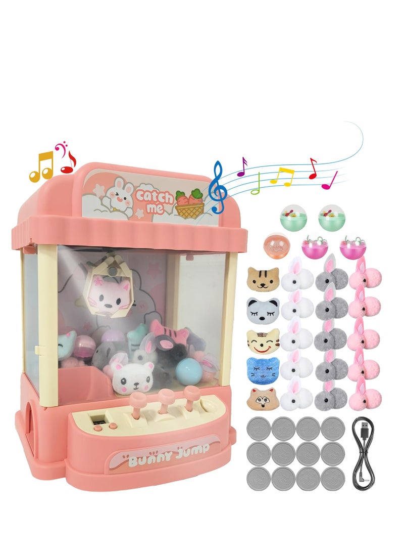 Kids Claw Machine, Claw Machine for Adults, Mini Vending Machine Toys, Fun Prizes Dispenser, Electronic Claw Game Machine with Lights, Sound, Includes 10 Toys, 10 Twister Eggs Balls, 20 Game Coins