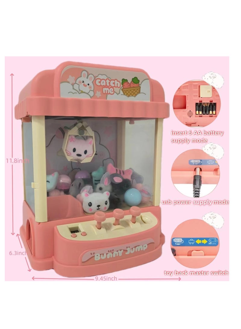 Kids Claw Machine, Claw Machine for Adults, Mini Vending Machine Toys, Fun Prizes Dispenser, Electronic Claw Game Machine with Lights, Sound, Includes 10 Toys, 10 Twister Eggs Balls, 20 Game Coins