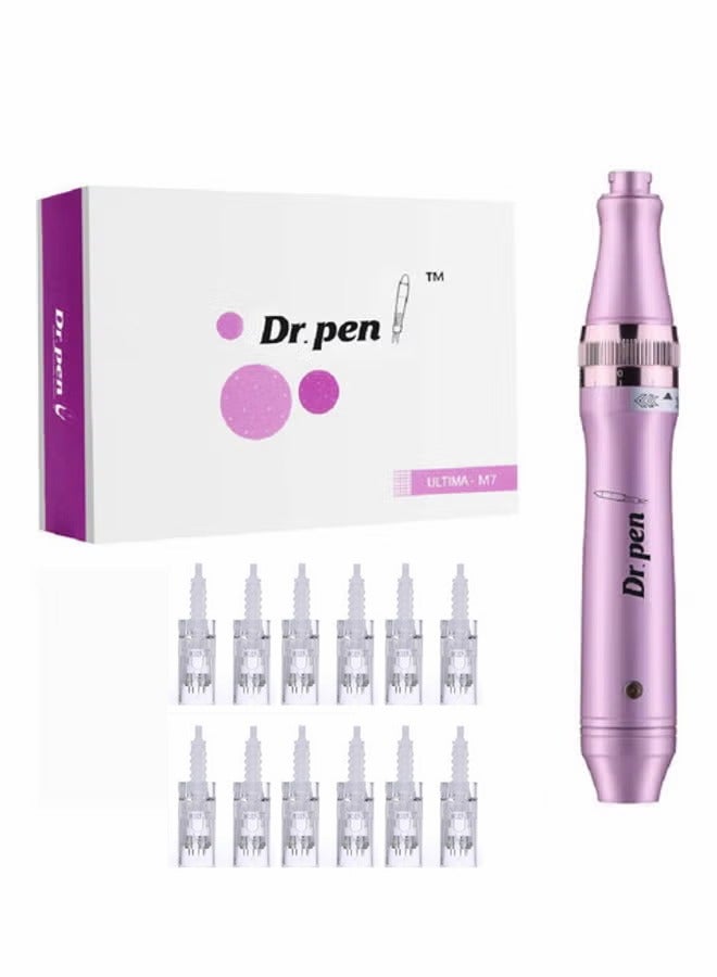 Ultima M7 Derma Pen with 6 12-pin Cartridges and 6 36-pin Cartridges Purple/White