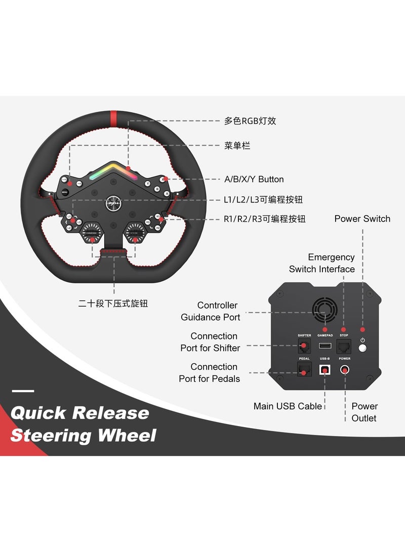 V12 Lite 6Nm Real Direct Drive Force Feedback Gaming Steering Racing Wheel Simulator for PC Windows 7/8/10/11/PS4/Xbox One