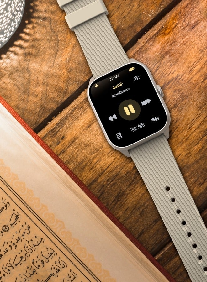 QURAN SMART WATCH Full Quran Recitation | Prayer Times Reminders | Daily Azkar | Hijri Calendar | HR & SPO2 Monitoring | Bluetooth Call