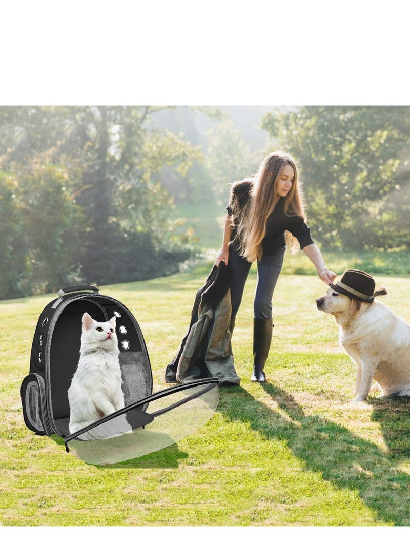 Backpack Carrier/Bubble Carrying Bag for Small Medium Dogs Cats, Space Capsule Pet Carrier Hiking, Travel, Airline Approved- Black