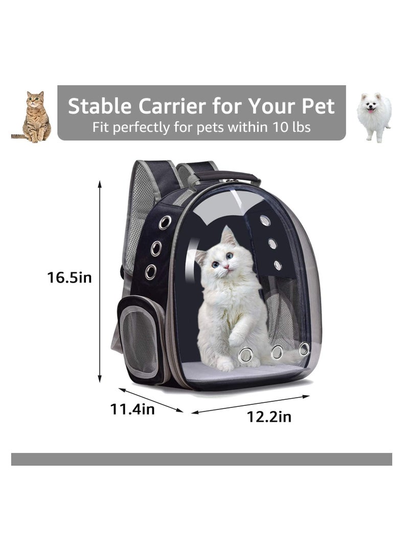 Backpack Carrier/Bubble Carrying Bag for Small Medium Dogs Cats, Space Capsule Pet Carrier Hiking, Travel, Airline Approved- Black