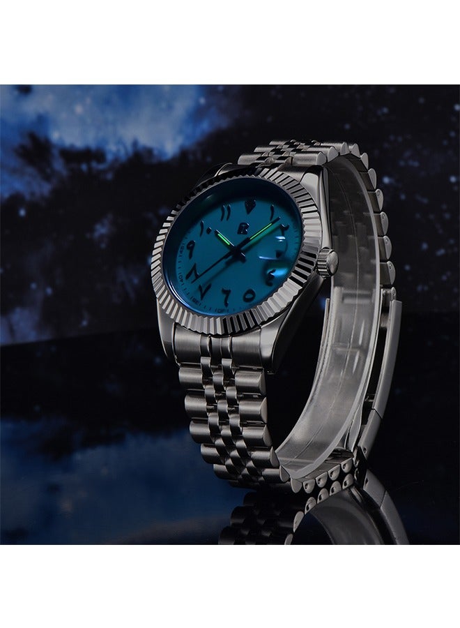 Men's Watches 39mm Automatic Stainless Steel Mechanical Wrist Watch for Men, Arabic Numerals Dial, Screw-in Crown, Auto Date