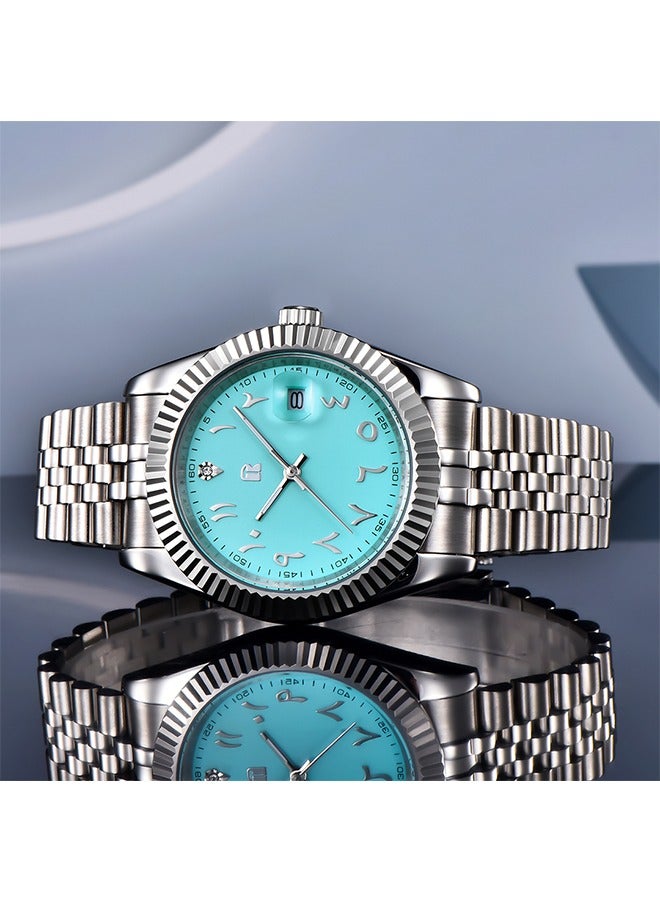 Men's Watches 39mm Automatic Stainless Steel Mechanical Wrist Watch for Men, Arabic Numerals Dial, Screw-in Crown, Auto Date