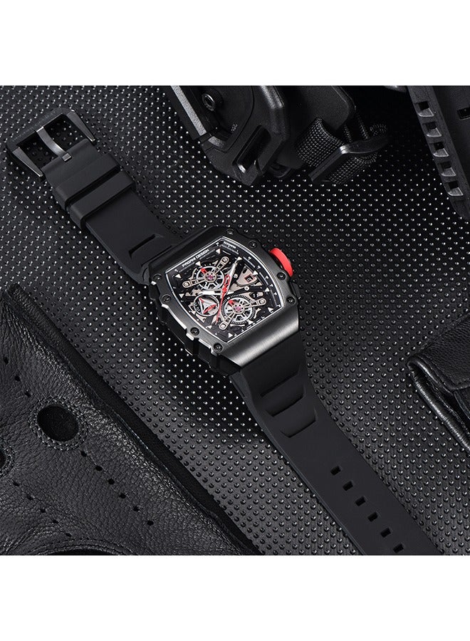 PD-YS011 Men's Quartz Watches Chronograph Tonneau Stainless Steel Sports Wrist Watches for Men Synthetic Sapphire Dial Glass