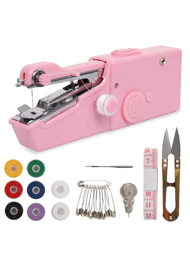 SYOSI Handheld Sewing Machine Hand Held Sewing Device Tool Mini Portable Cordless Sewing Machine Essentials for Home Quick Repairing and Stitch Handicrafts Portable Easy to Operate for Beginners